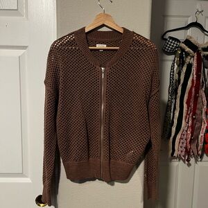 Pilcro Brown Open-Knit Sweater